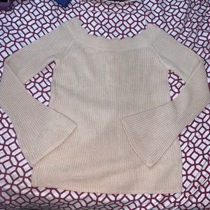 Scallop neck off shoulder sweater